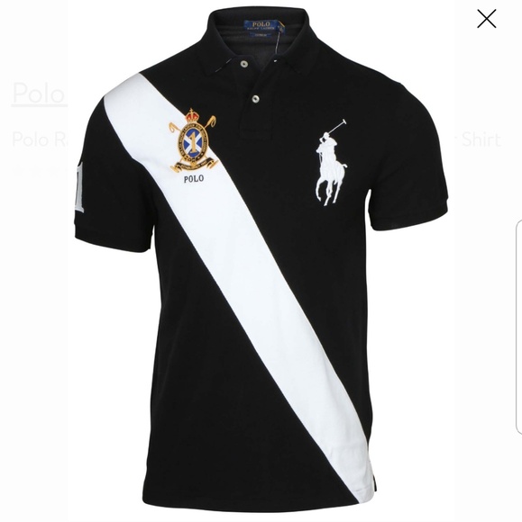 Polo Ralph Lauren Performance White Big Black Pony Shirt NWT